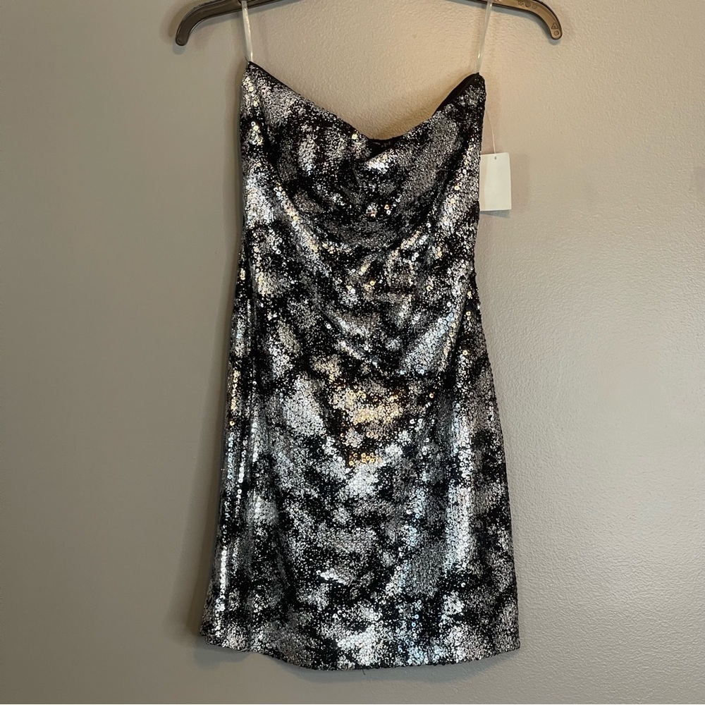 Ruby Rox Black Silver Sequins Strapless Mini Dress Medium (Juniors) (NWT)